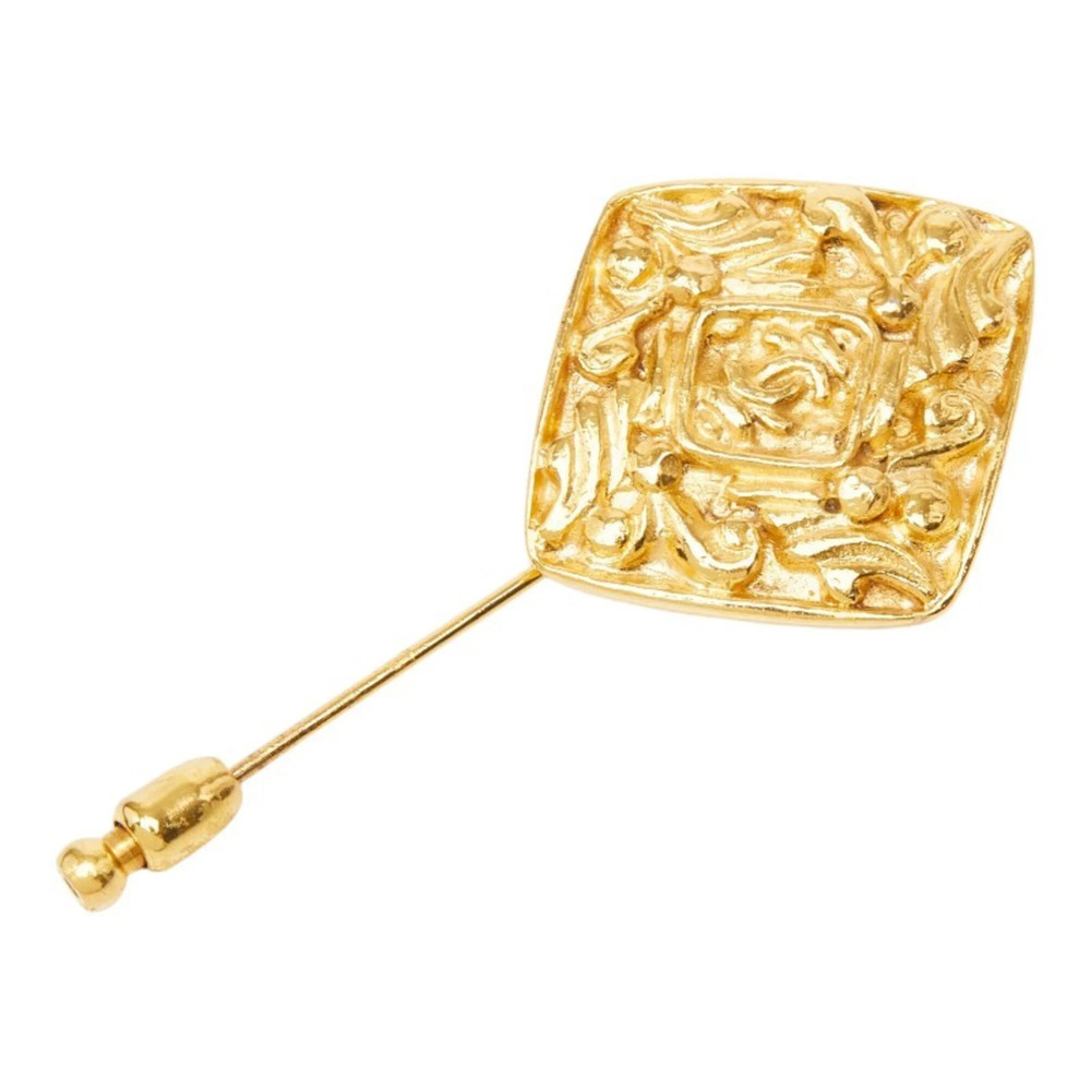 Chanel Vintage Coco Mark Brooch, Gold Plated, Women's CHANEL